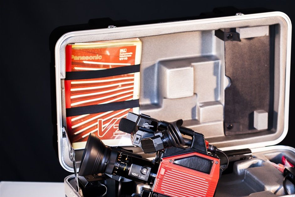The kit including:

4 x PANASONIC WV-V3 Videocameras (Contition:Like New)
4 x WV - LZ33/10E lenses
4 x WV - VF 34E
4 x WV-Q36E Plates
4 x Hard Case WV-CC35E (Not show, but we keep 2 cases)
1 x WV - KB12E Titler
1 x WV - Q30E (we lokking for extra, please call us if you keep)
3 x WV - MC34E Microphon
4 x WV - PS31 Charger + 4 batterys in working order
4 x 14C-30 Cable (we lokking for extra, please call us if you keep)
4 x WV - CA14/14 Cable (we lokking for extra, please call us if you keep)
2 x Manual
1 x Panasonic VW-V3 Centering Chart
1 x Panasonic WV-V3 White Set Chart
1 x Original Add - brozoura at Magazine from the Videocamera
1 x Original brochure Promotion from the PANASONIC Company
1 x Details and the name of the first owner of the cameras.

Please call us if you keep the following:

1 x DE - 1232E Ac Power
1 x WV - BC30 Ac Power
2 x WV - AD33E
2 x WV - RC33
2 x WV LK32
1 x WV-CC35E Hard Case
1 x WV - Q30E
1 x WV - PS31
1 x WV - CA14/10 Cable
1 x WV - CA14/14 Cable
2 x 10H-30AS Cables

SPECIFICATIONS

The Panasonic WV-V3 Color Video Camera was a prominent broadcast camera in the market. Incorporating Panasonic's most recent video technology of the days, it boasted user-friendly features while maintaining its status as a professional camera.

While HD cameras are in the limelight now, the 