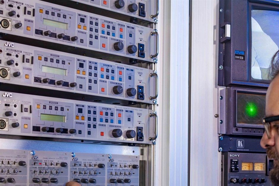 5 x JVC RM-P300U Multicore Remote Control CCU
RM-P300U DELUXE LONG DISTANCE CAMERA CONTROL UNIT
The RM-P300U is a deluxe, multi-function camera control unit recommended for long distances or where extra control functions are required. (Some functions are only effective with KY-35U and KY-90U broadcast cameras.)

* Extension Possible up to 300 m (1,000 ft) A 300m extension between camera and RM-P300U can be set up using optional VC-P11OU series camera cables, with the remote control unit powering the camera.

* Built-in GENLOCK GENLOCK operation is possible with a composite video signal (VBS) or black burst (BB) signal. SC phase and H phase can be adjusted on the front panel.

* Multiple Outputs The RM-P300U has two output connectors for composite video signals. You can also output one of the following signals according to switch setting at the camera adapter. Y/C signal for S-VHS, Y/R- Y/B-Y component signal for MII or Betacam. and RGB signals.

* LCD Panel and Digital Rotary Encoders The LCD panel on the front face keeps the user informed of various functions, and the digital rotary encoders allow precise easy adjustments.

* Joystick Control Unit RM-LP821U An optional joystick control unit RM-LP821U is connectable for studio/ OB Van applications.

SPECIFICATIONS

Output signals Composite video signal : 1 Vp-p, 75R (with Sync) Test video signal : ENC; 1Vp-p, 75ê (with Sync) B; 0.7Vp-p, 75ê (without Sync) G; 0.7Vp-p, 75ê (without Sync) R; 0.7Vp-p, 75ê (without Sync) RET; Selected using button's on front panel R/G/B signal : 0.7Vp-p, 75ê (without Sync) Y/R-Y/B-Y signal : Y; 1Vp-p, 75ê (with Sync) R-Y/B-Y; 0.486Vp-p or 0.7Vp-p, 75ê Y/C 358 signal : Y; 1.0Vp-p, 75ê (with Sync), C; 0.286Vp-p, 75ê (Burst level) (R/G/B, Y/R-Y/B-Y, YC 358 should be selected at camera head. The primary output is R/G/B.) Intercom signal : 2-wire system; -10dB, 600Q, balanced; 4-wire system; OdB, 600ê, balanced

Audio output : -20dBm, 600ê, balanced Input signals Genlock signal : VBS : 1Vp-p,75ê BB : 0.43Vp-p, 75ê (bridge connectable) AUX signal : VBS or VS: 1Vp-p, 75ê (bridge connectable) Intercom signal : 2-wire system; -10dB, 600ê, balanced; 4-wire system; OdB, 600ê, balanced AUX audio: -4dB, 20kê, unbalanced Tally signal : Contact or power (5 - 24V DC or 6V AC) Power supply : 120V AC, 60 Hz Ambient temperature : -10øC to +45øC (14øF to 113øF) Power consumption : 27W (RM-P300U only) 115W max. (with camera and viewfinder) Weight : 6.8 kg (15 lbs)